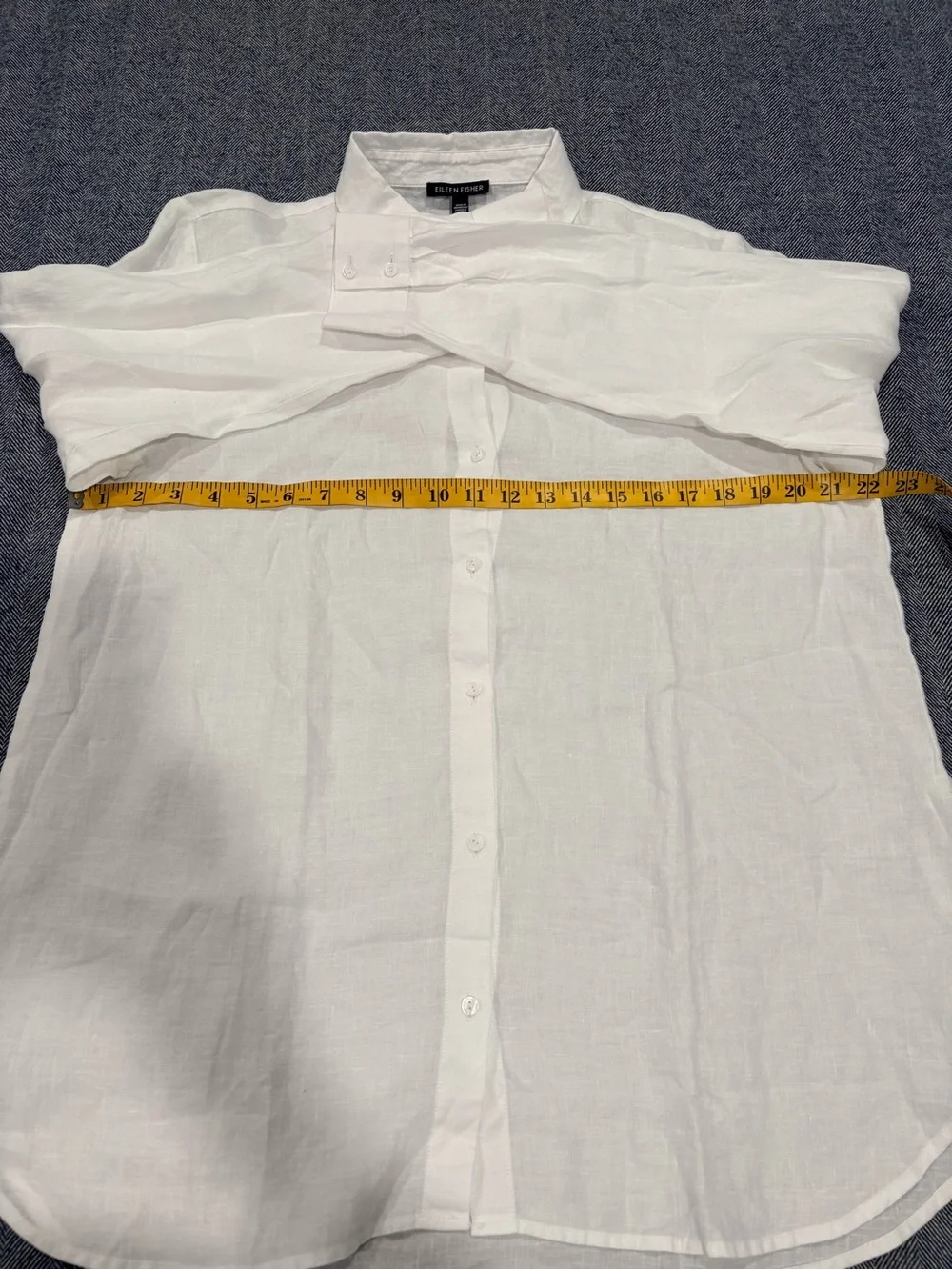 Eileen Fisher Organic Handkerchief Linen Classic Collar Shirt | color: white | M - Picture 4 of 9